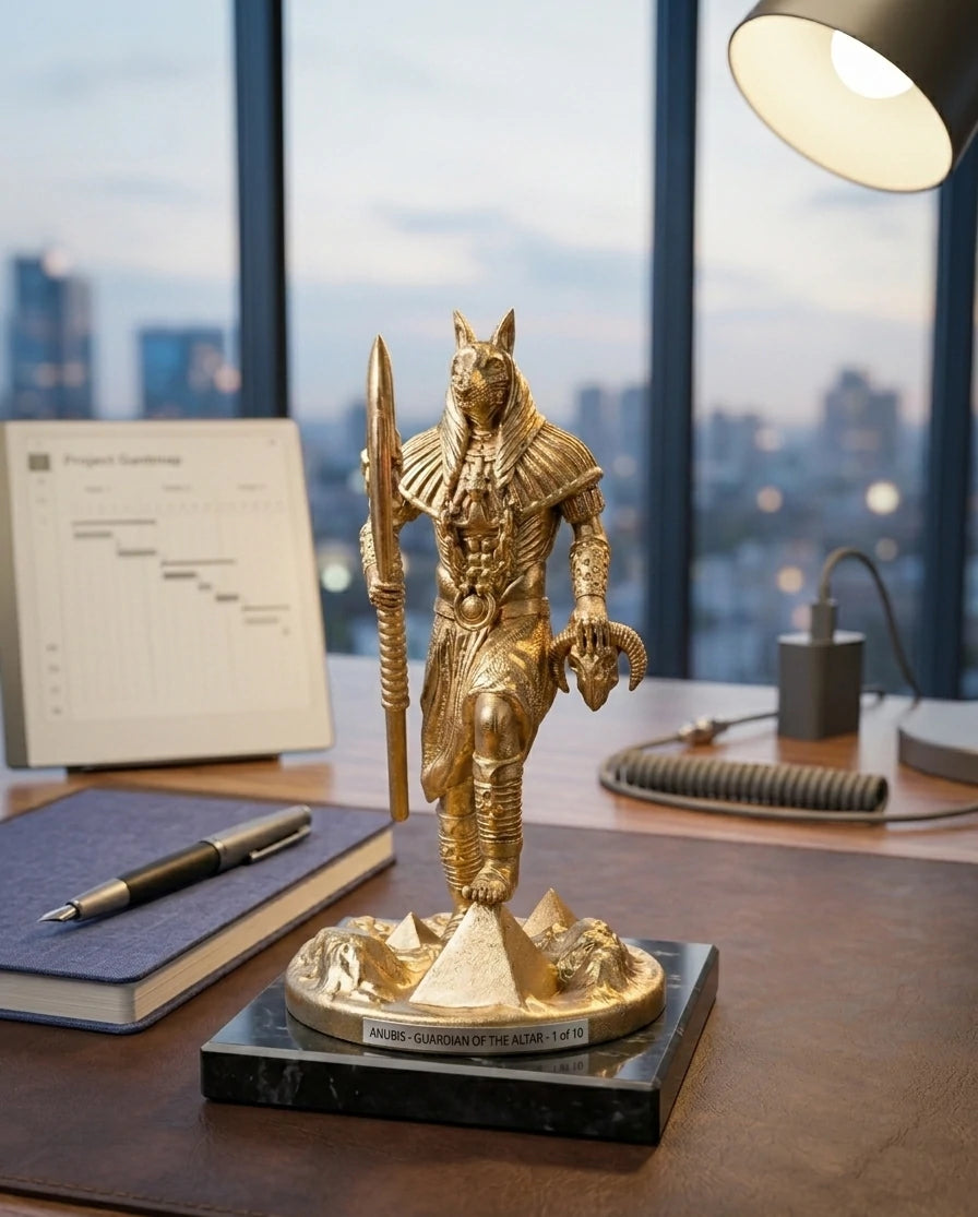 Anubis - Ägyptischer Gott - Handbemalte antike Goldstatue - Altardekoration