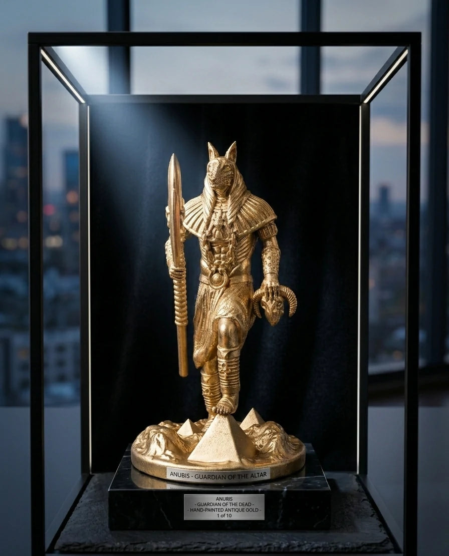 Anubis - Ägyptischer Gott - Handbemalte antike Goldstatue - Altardekoration