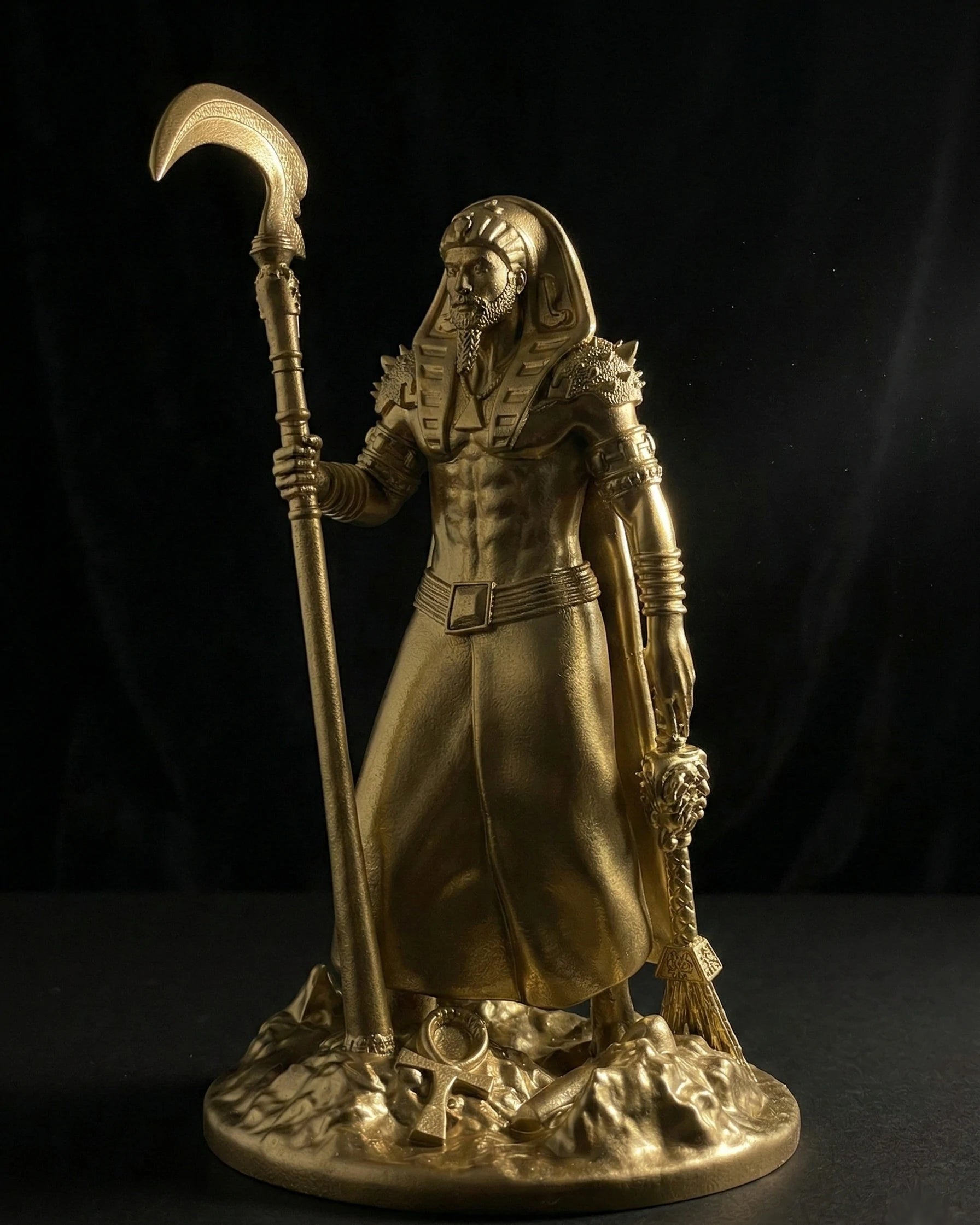 Osiris - Ägyptischer Gott - Handbemalte antike Goldstatue - Altardekoration