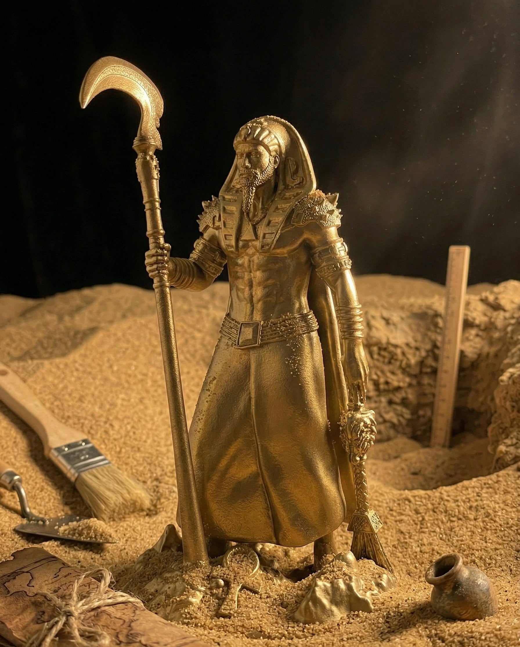 Osiris - Ägyptischer Gott - Handbemalte antike Goldstatue - Altardekoration