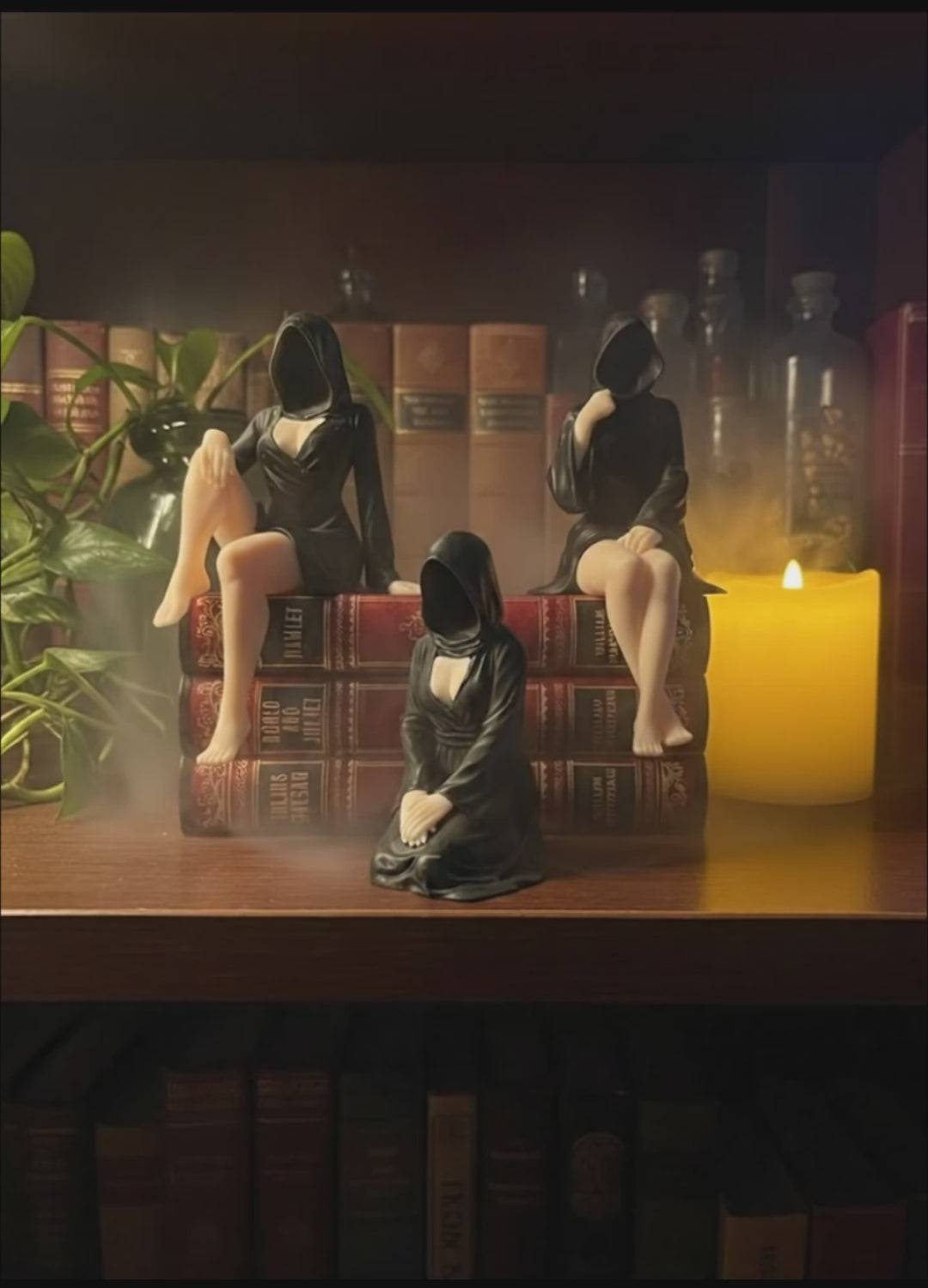 Die Hüterinnen der Stille - Exklusives Set aus 3 gesichtslosen Skulpturen, Gothic Dark Decor Statuen, Handveredeltes Sammlerstück, 15cm